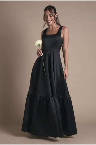 Twill Strapless Full Skirted Dress