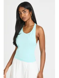 Soft Cotton Scoop Neck Halterneck - aqua