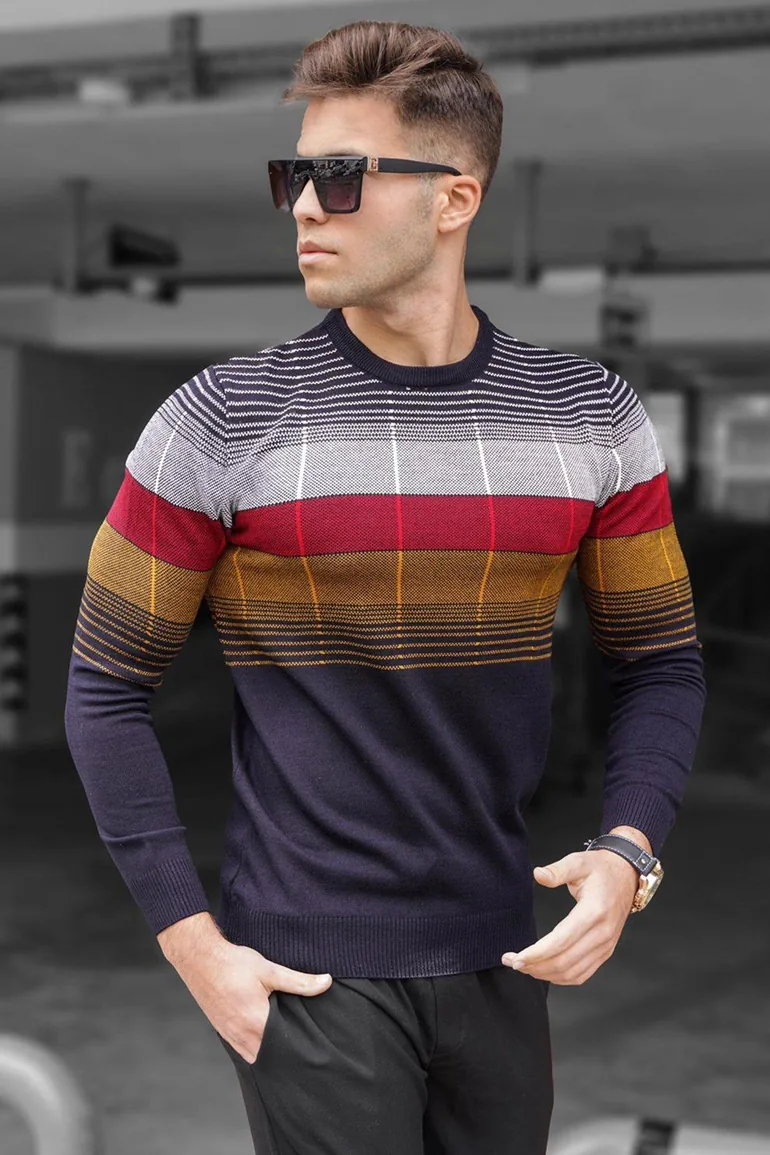 Navy Blue Crew Neck Sweater