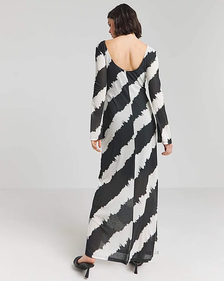 Mono Mesh Scoop Back Maxi Dress - 1