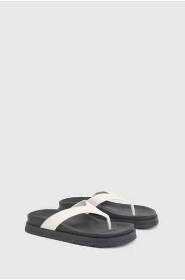 Wide Fit Chunky Platform Flip Flops - white