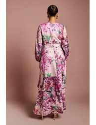 Petite Long Sleeve Chiffon Midaxi Dress With Belt - 2
