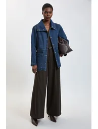 Denim Funnel Neck Oversized Jacket
