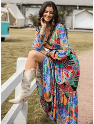 All-Over Floral Print A-Line Maxi Dress - 5