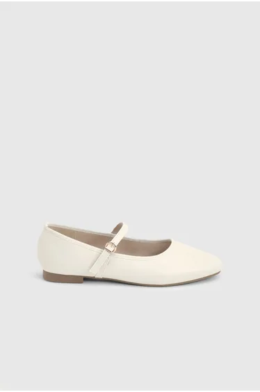 Claire Faux Leather Buckle Flat Ballerinas