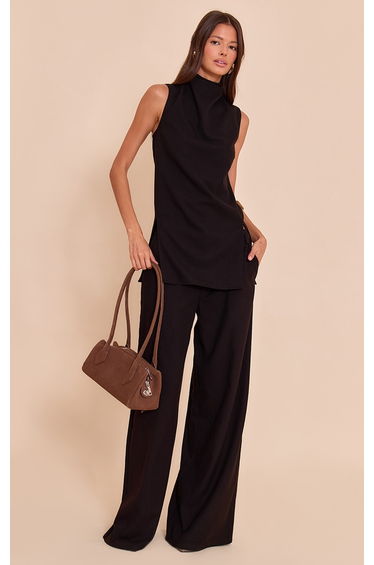 Black Tailored Wide Leg Trouser