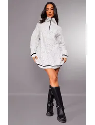 White Petite Column Mini Jumper Dress with Long Sleeve