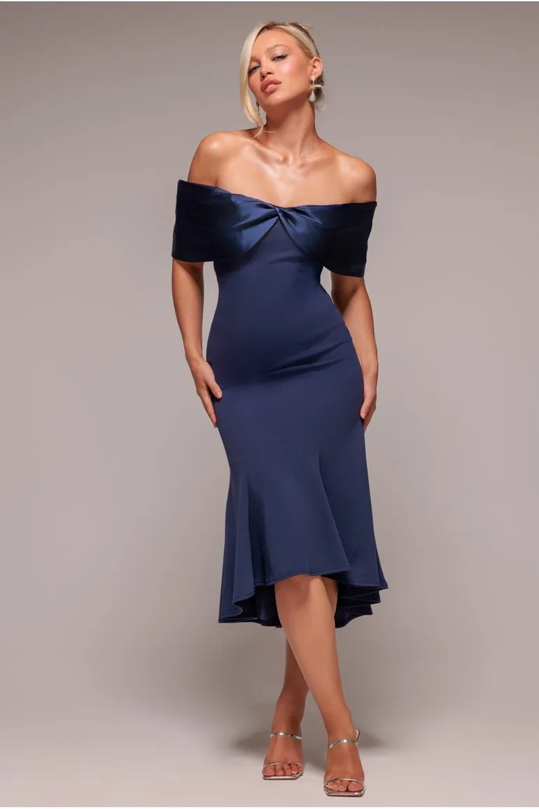 bardot navy blue dress Bardot Alix Maxi Tie Front Dress in Navy