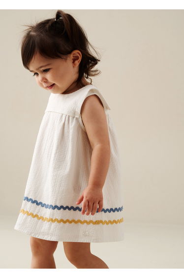 Lila Stripe Ric Rac Dress And Bloomer