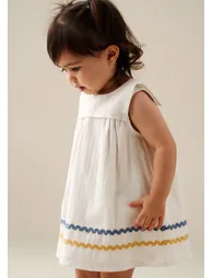 Lila Stripe Ric Rac Dress And Bloomer - 4