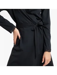 روب إستحمام بأكمام طويلة - أسود - 1