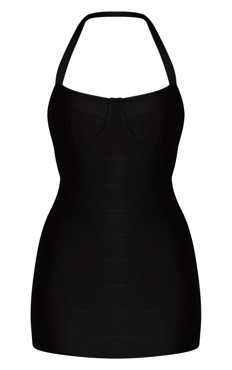 white mini dress with black accents Hervé Léger Strapless Black Bandage Dress main image 0