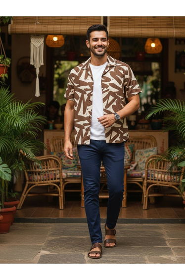 Men Printed Relaxed Fit Cotton Shirt