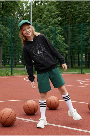 Black Heart Cotton Knitted Sweatshirt