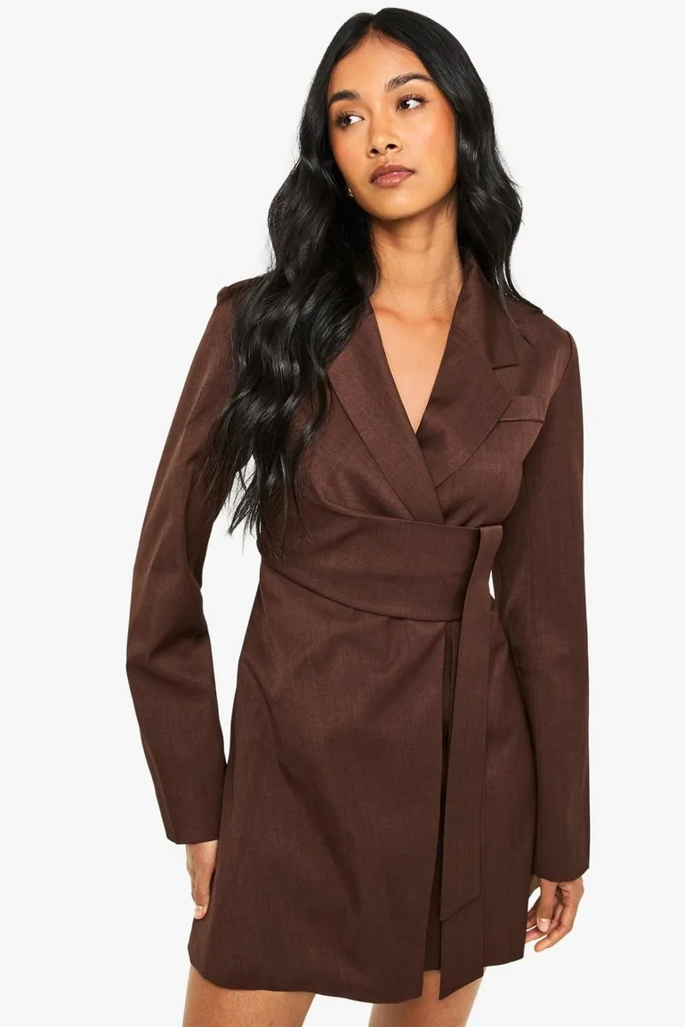 Tailored Wrap Detail Blazer Dress