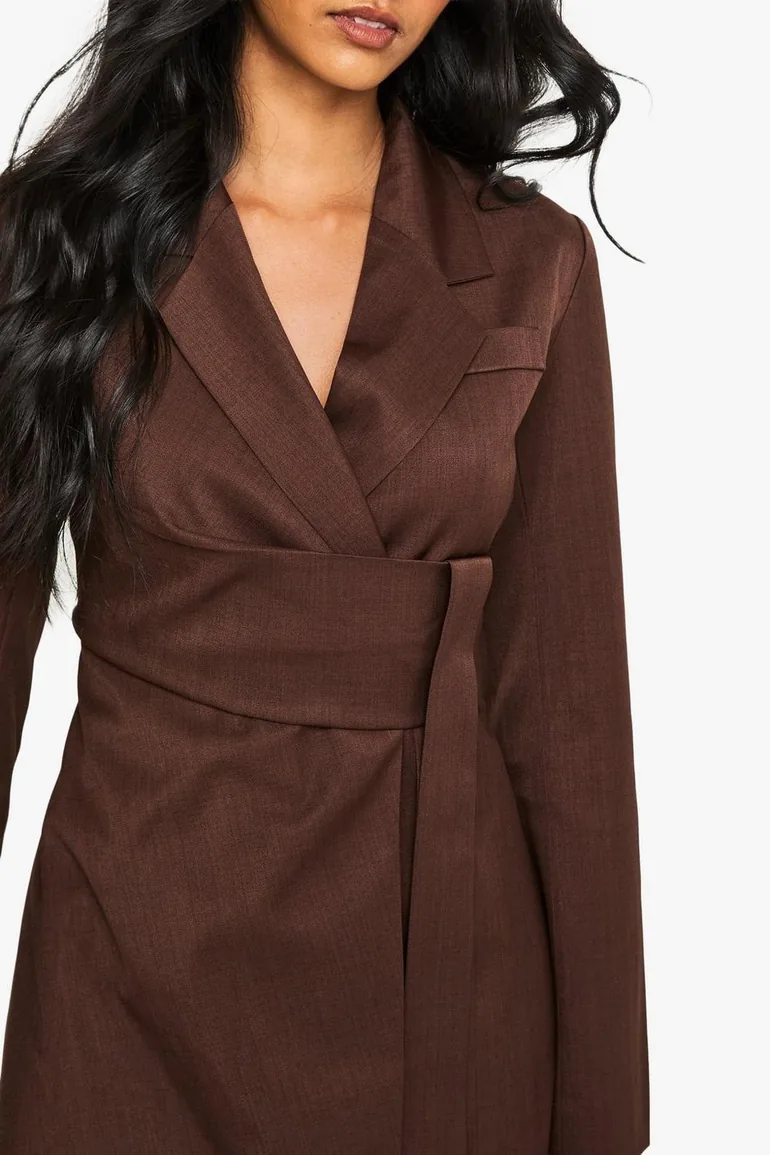 Tailored Wrap Detail Blazer Dress - 3