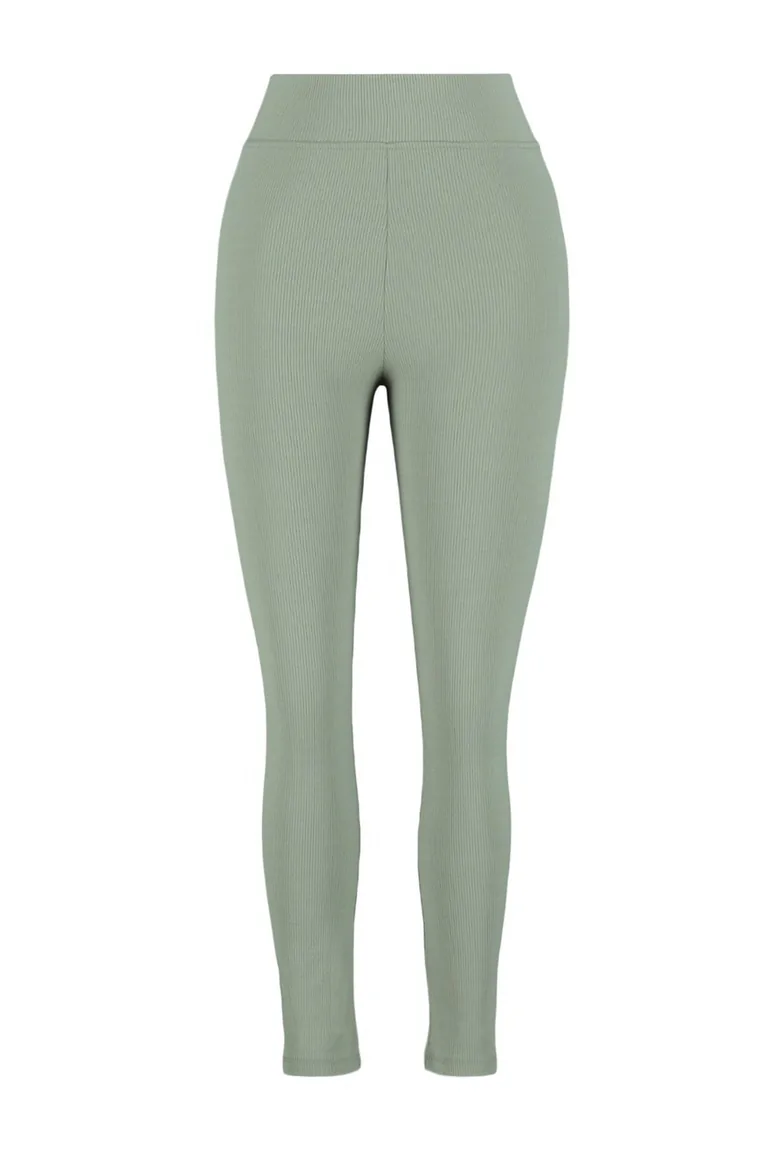 Plus Size Leggings - Khaki - High Waist - 7