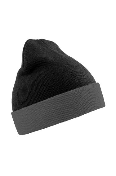 Result Genuine Recycled Unisex Adult Compass Beanie - Black/Grey