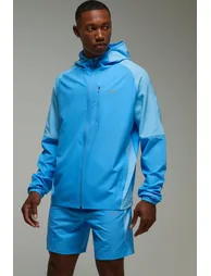 Man Active Colour Block Stretch Woven Short Tracksuit - light blue