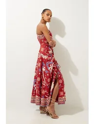 Printed Cotton Voile One Shoulder Maxi Beach Dress - 2