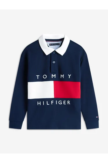 Tommy Hilfiger Boys Heritage Flag Jersey Polo Shirt in Navy