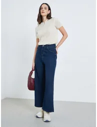 Women Flat Knit Crochet Look 100%Cotton Top