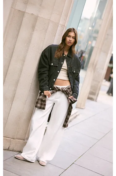 Raw Indigo Balloon Hem Quilted Cropped Denim Jacket