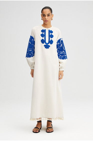 EMBROIDERED LINEN DRESS