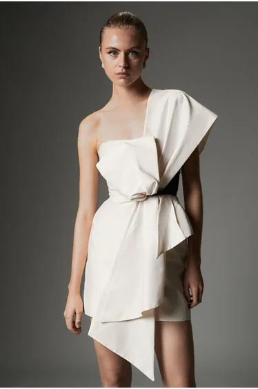 Archive Collection - Taffeta Bow Detail Woven Mini Dress