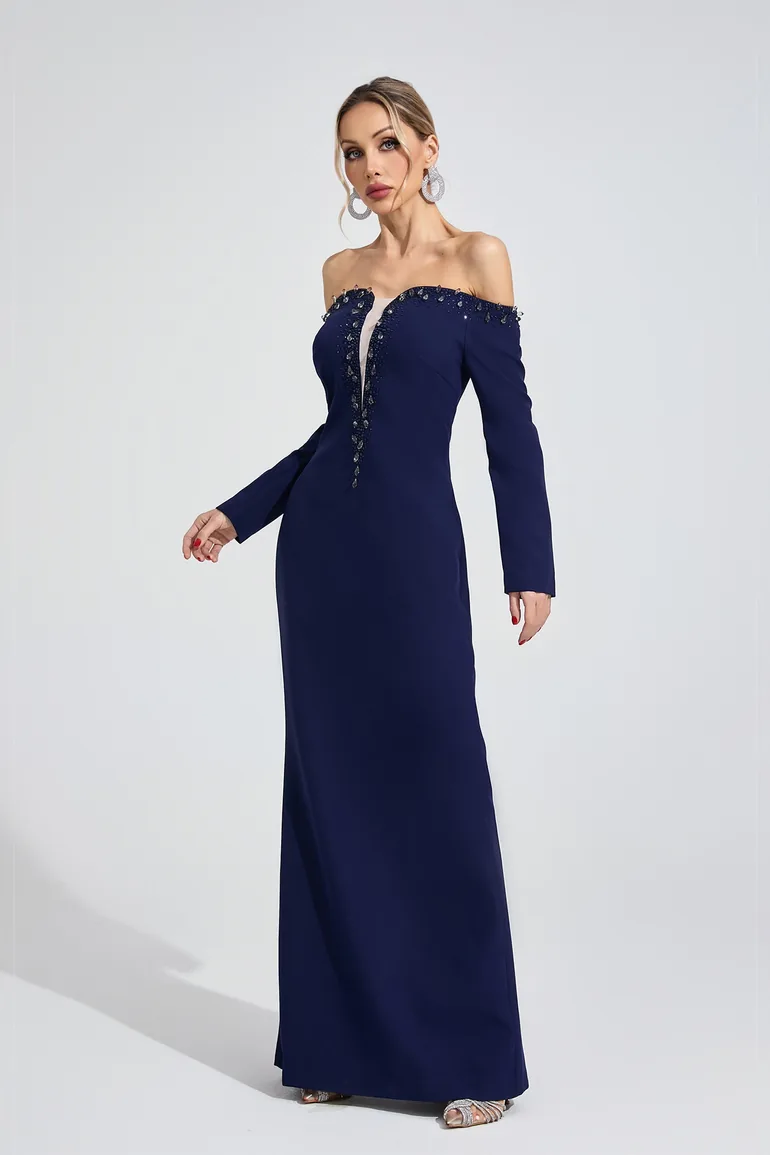 chinese dress ladies Midnight Song Long Sleeve Maxi Dress main image 0