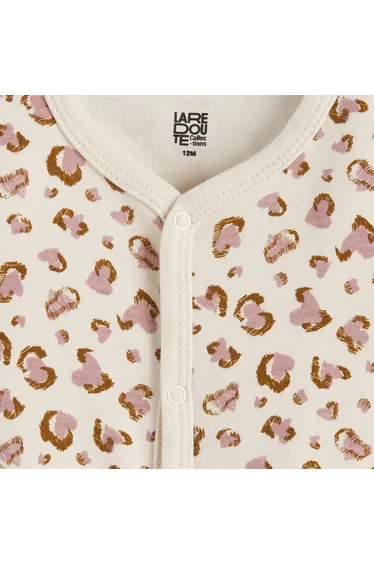 Pack of 3 1-Piece Cotton Pyjamas with Leopard Print and Stripes