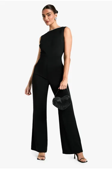 Diamante Trim Low Back Jumpsuit