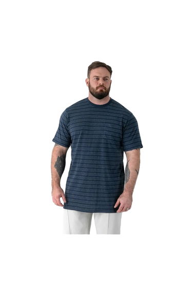 Duke Mens Dingle 1 D555 Striped Jacquard Kingsize T-Shirt - Navy