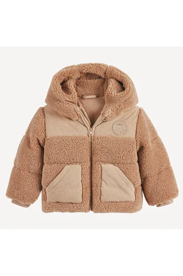 Warm Padded Jacket with Hood in Sherpa