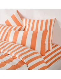 Hendaye Orange Striped Cotton Fitted Sheet with 25cm Flap - 4