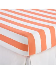 Hendaye Orange Striped Cotton Fitted Sheet with 25cm Flap - 1