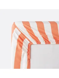 Hendaye Orange Striped Cotton Fitted Sheet with 25cm Flap - 2