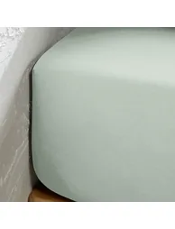 شرشف سرير بحواف مطاطية قطن مغسول سادة - 1