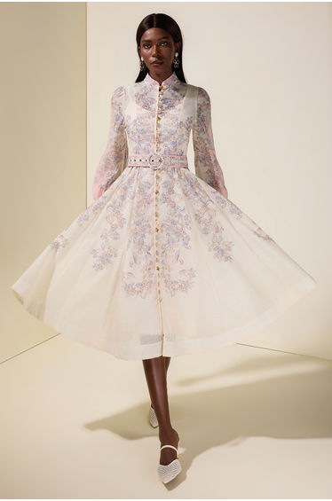 Paisley Print Button Midi Dress With Belt