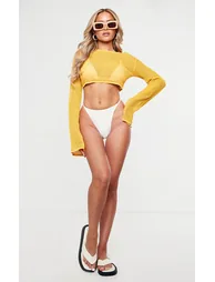 Petite Orange Open Knit Crop Top - 1