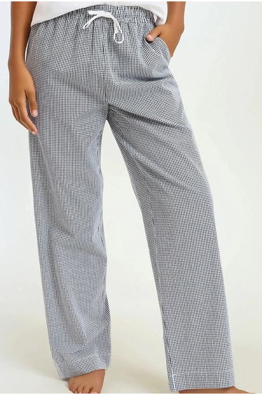 Gingham Pyjama Bottoms in Pure Cotton Poplin