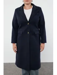 Navy Blue Regular Fit Thick Stitching Coat - 5