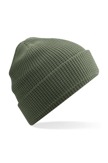 Beechfield Cuffed Organic Cotton Waffle Beanie - Olive Green