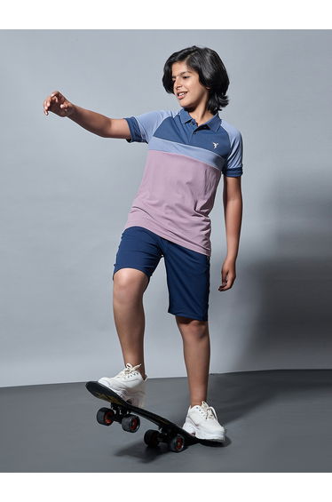 Boys Color Block Slim Fit Polo Sports T-Shirt