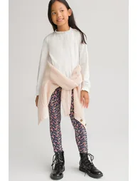 Cotton Ruffled T-Shirt with Long Sleeves