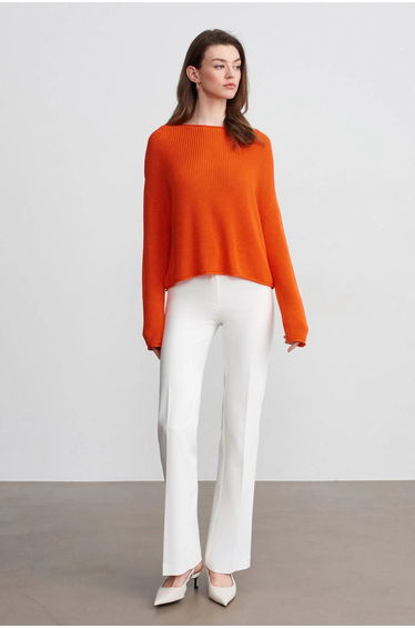 Dilvin Women's Ribbed Boat Neck Knit Sweater