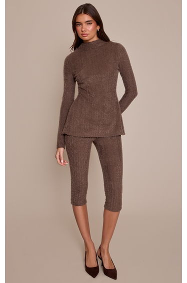Dark Taupe Brushed Textured Capri