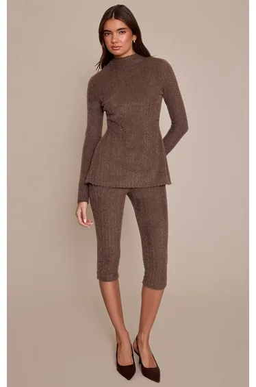 Dark Taupe Brushed Textured Capri