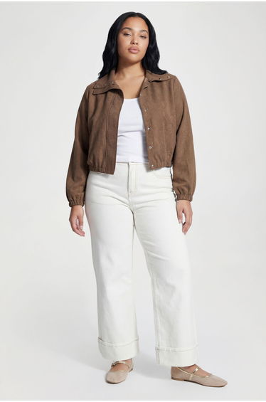 Funnel Neck Elasticated Waist Jacket - dark chocolate