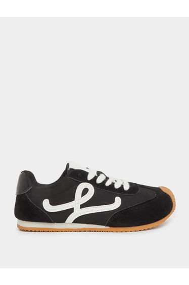 Suede Look Logo Detail Lace Up Sneakers